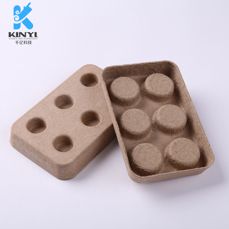 六格黄浆咖啡纸浆模塑包装